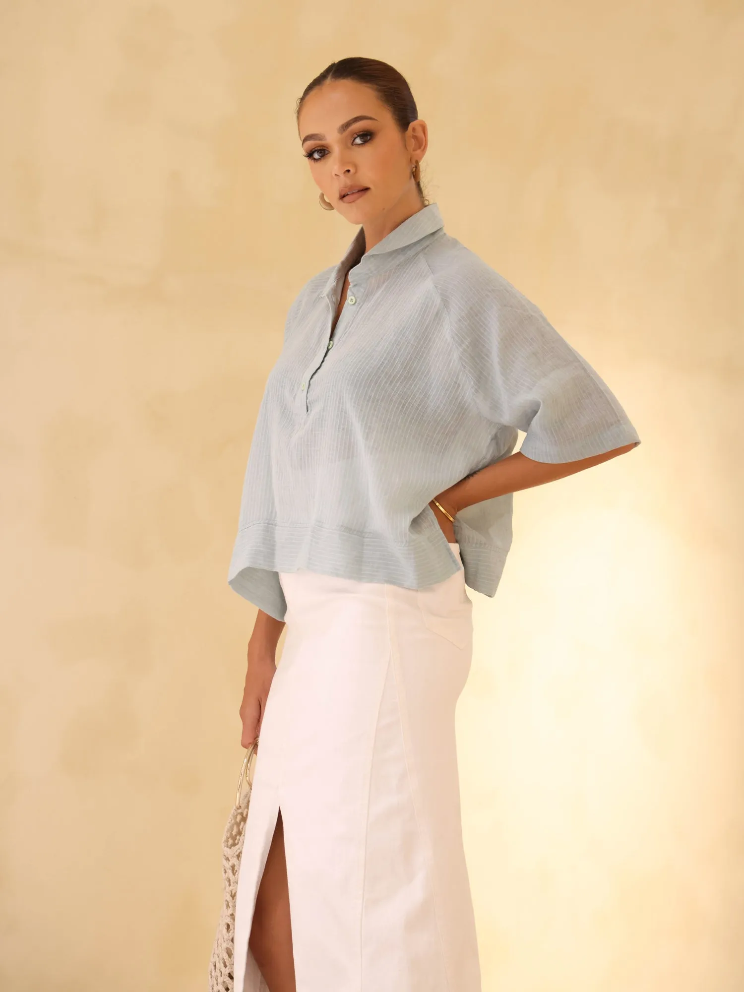 Over Sized Short Sleeve Side Slit Top