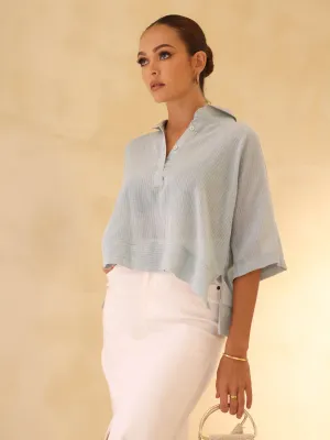 Over Sized Short Sleeve Side Slit Top