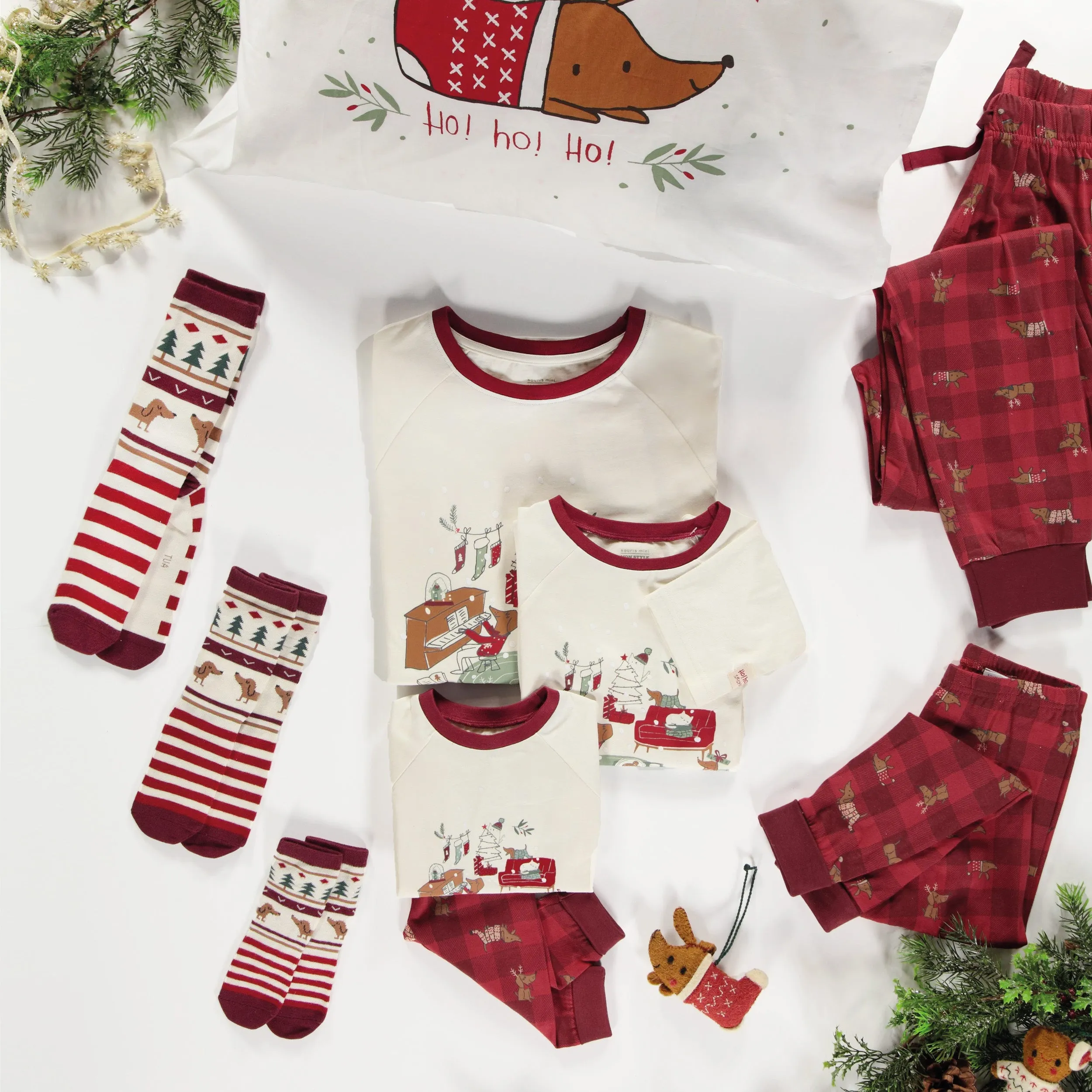 Pantalon de pyjama des fêtes rouge à carreaux en coton, adulte || Plaid red holiday pajama pants in cotton, adult