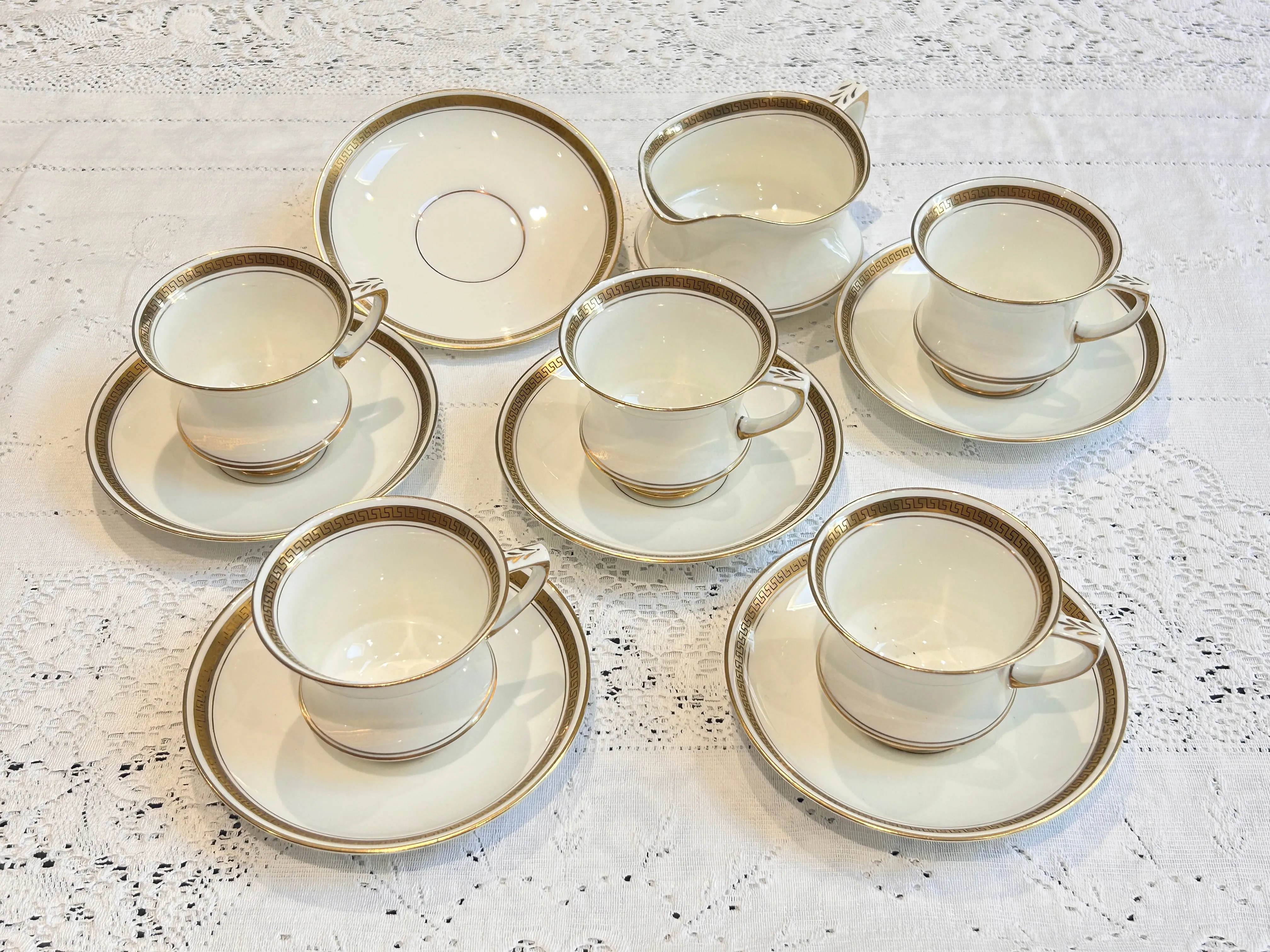 Paragon China Tea Set -Teacups & Saucers - Edwardian Greek Key