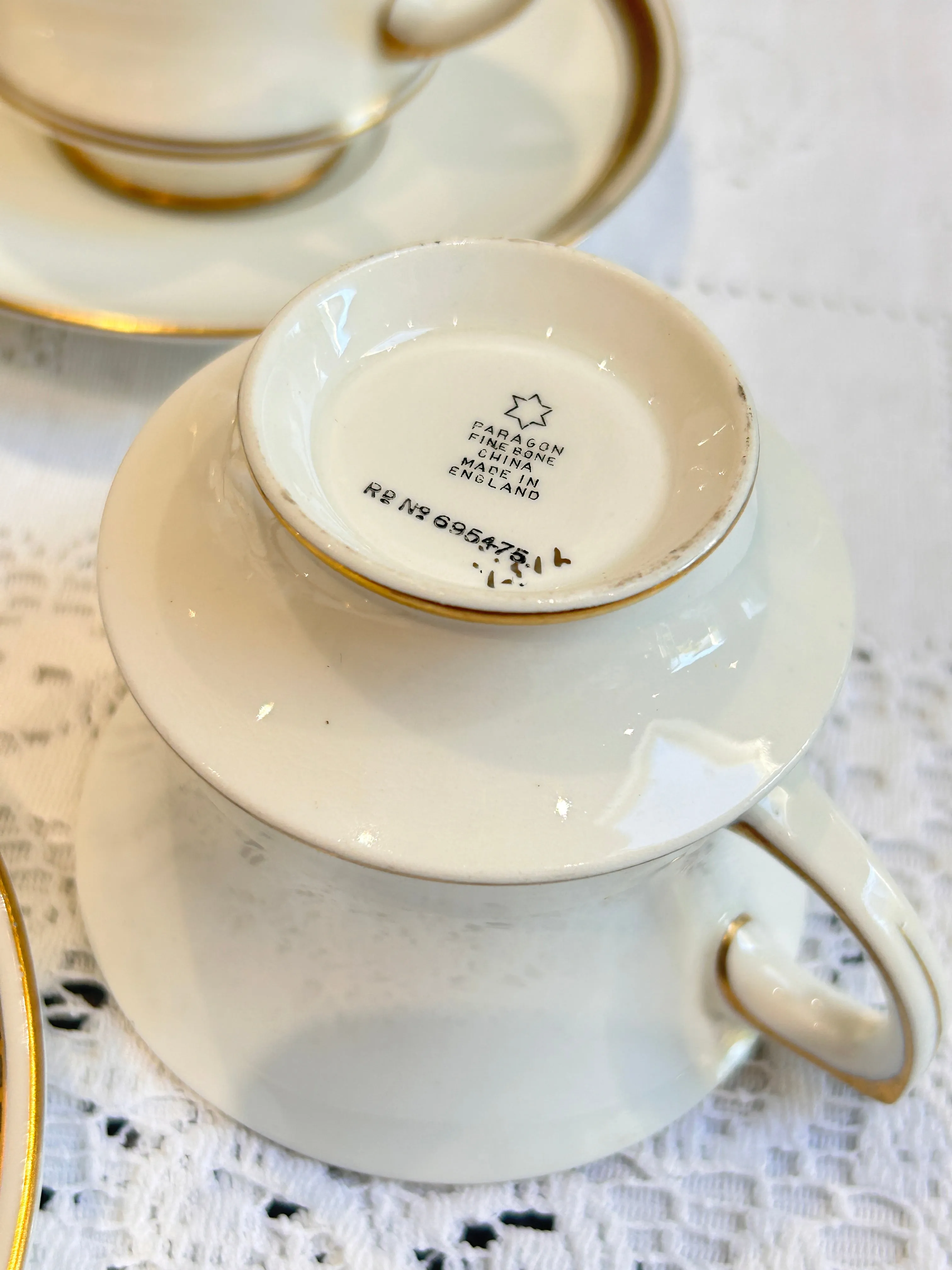 Paragon China Tea Set -Teacups & Saucers - Edwardian Greek Key