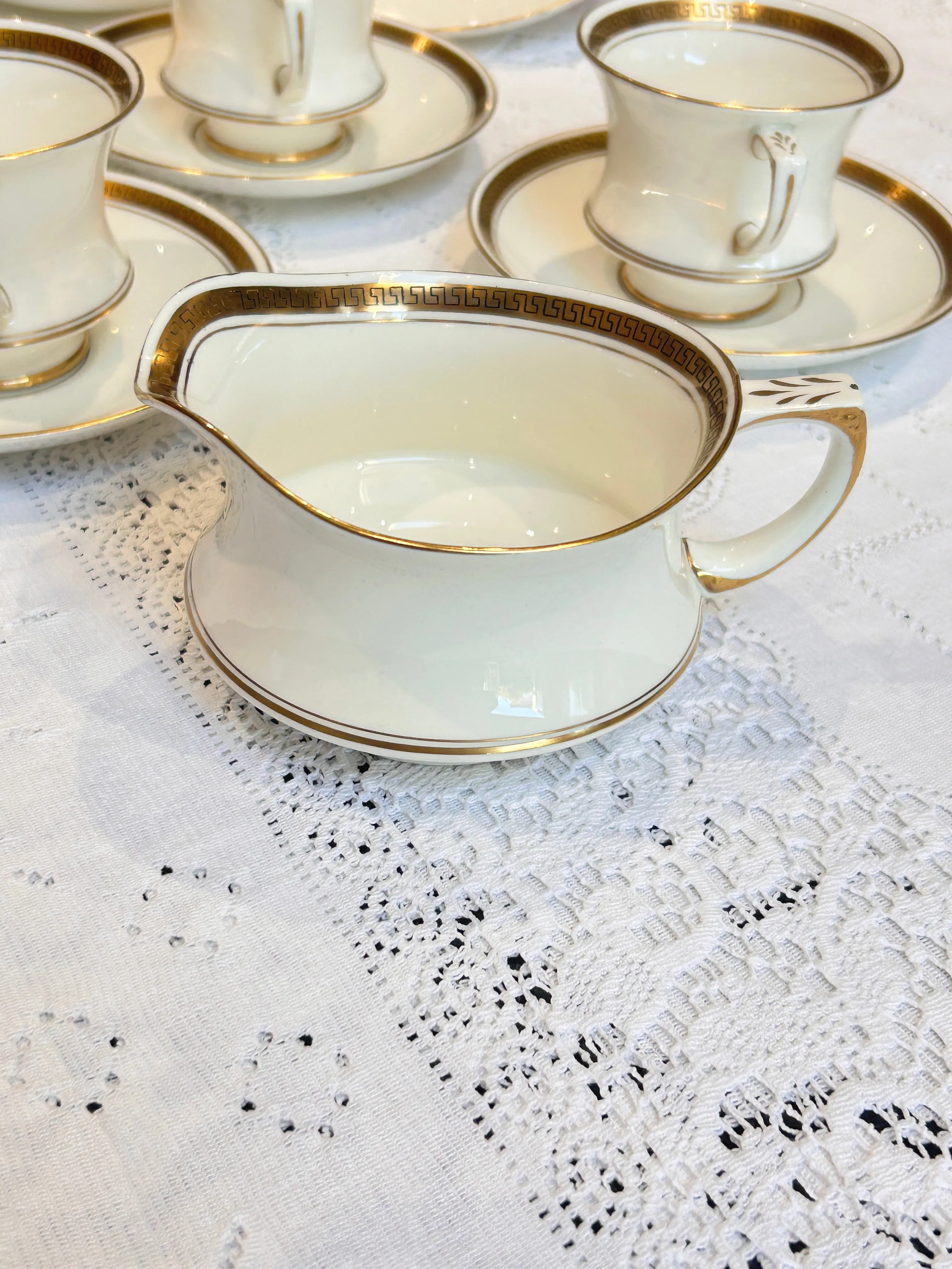 Paragon China Tea Set -Teacups & Saucers - Edwardian Greek Key