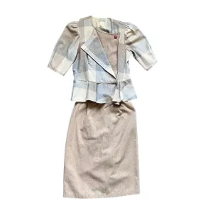 Pea Patch New York True VTG Two PC Suit Wool Plaid Overshirt Midi Skirt EUC 9