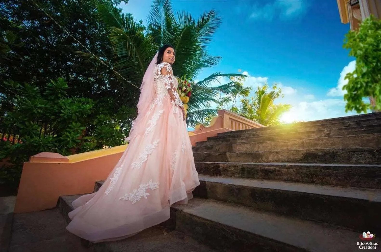 Pearl Beaded Floral Lace Colored A-Line Wedding Dress | Isabel