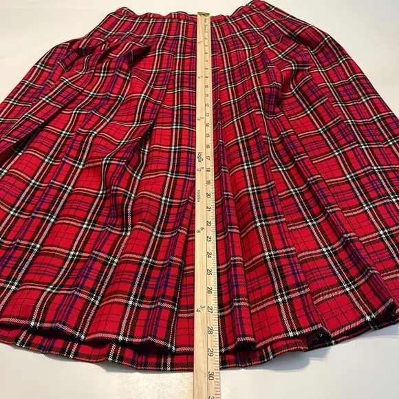 Pendleton Vintage Red Pleated Plaid Wool Skirt Size 8