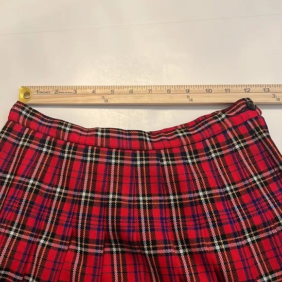 Pendleton Vintage Red Pleated Plaid Wool Skirt Size 8