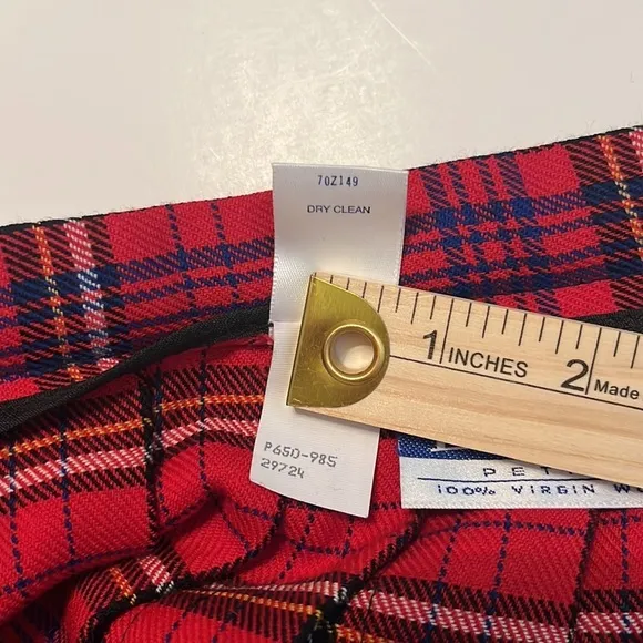 Pendleton Vintage Red Pleated Plaid Wool Skirt Size 8