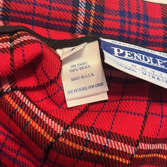 Pendleton Vintage Red Pleated Plaid Wool Skirt Size 8