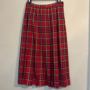Pendleton Vintage Red Pleated Plaid Wool Skirt Size 8