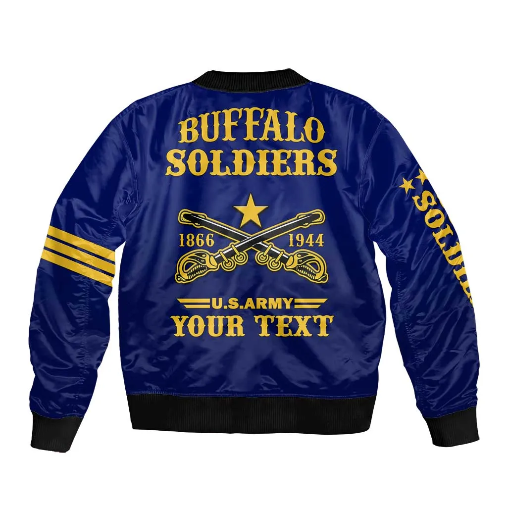 Personalized Afro Buffalo Soldiers Bomber Jacket BSMC United States Army Blue LT14