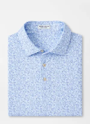 Peter Millar Mens Classic Fit 'Dazed And Transfused' Performance Jersey Polo - WHITE/BLUE