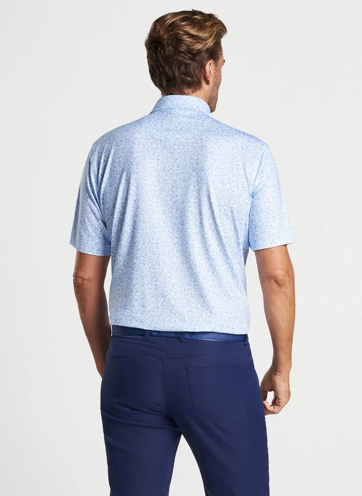 Peter Millar Mens Classic Fit 'Dazed And Transfused' Performance Jersey Polo - WHITE/BLUE