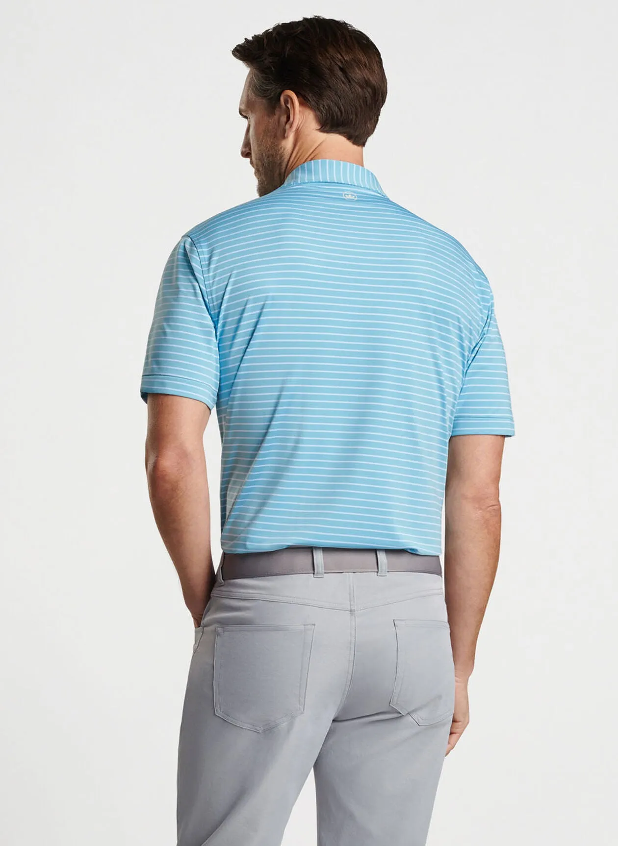 Peter Millar Mens Classic Fit Drum Performance Polo - CYAN