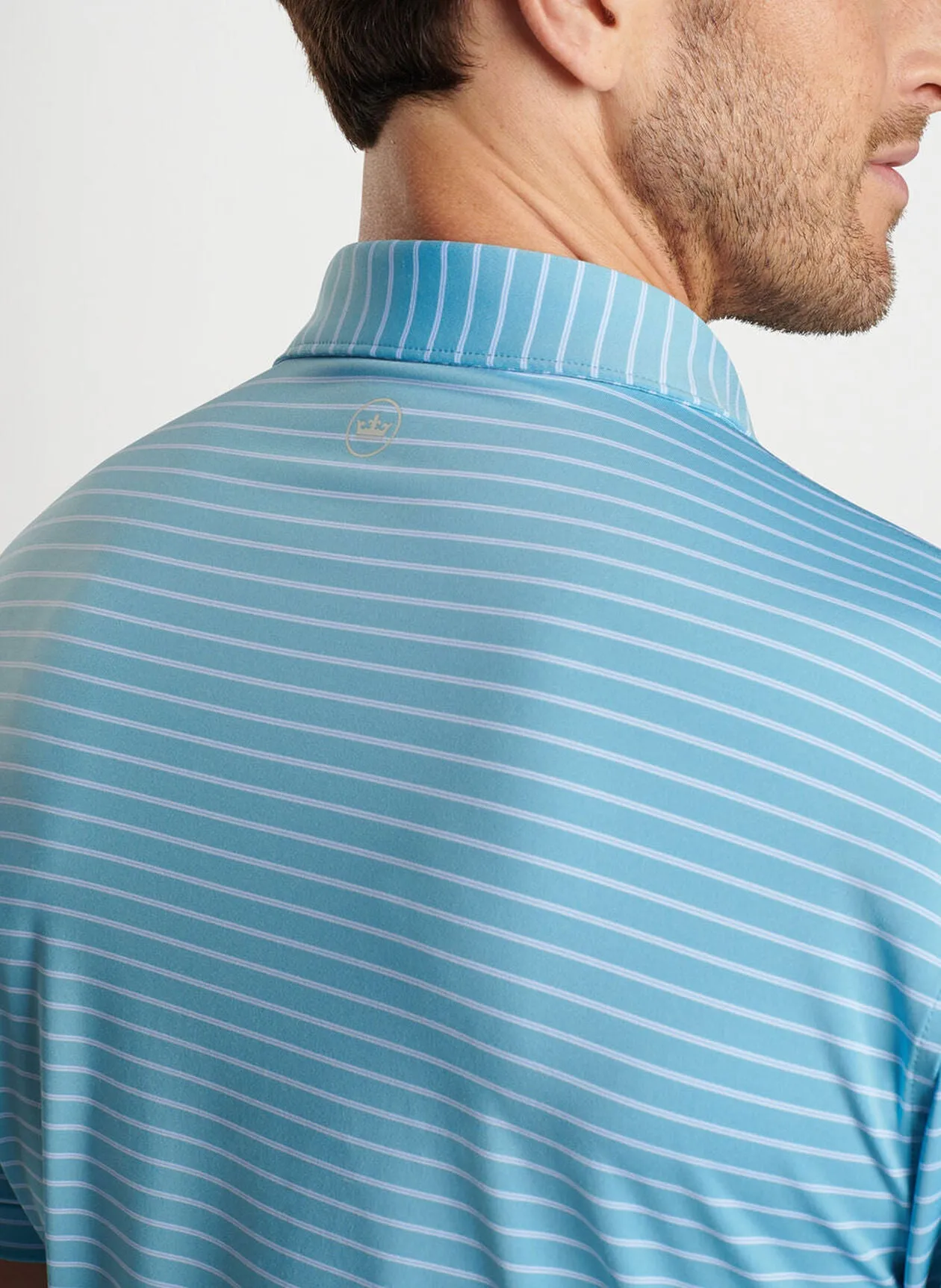 Peter Millar Mens Classic Fit Drum Performance Polo - CYAN