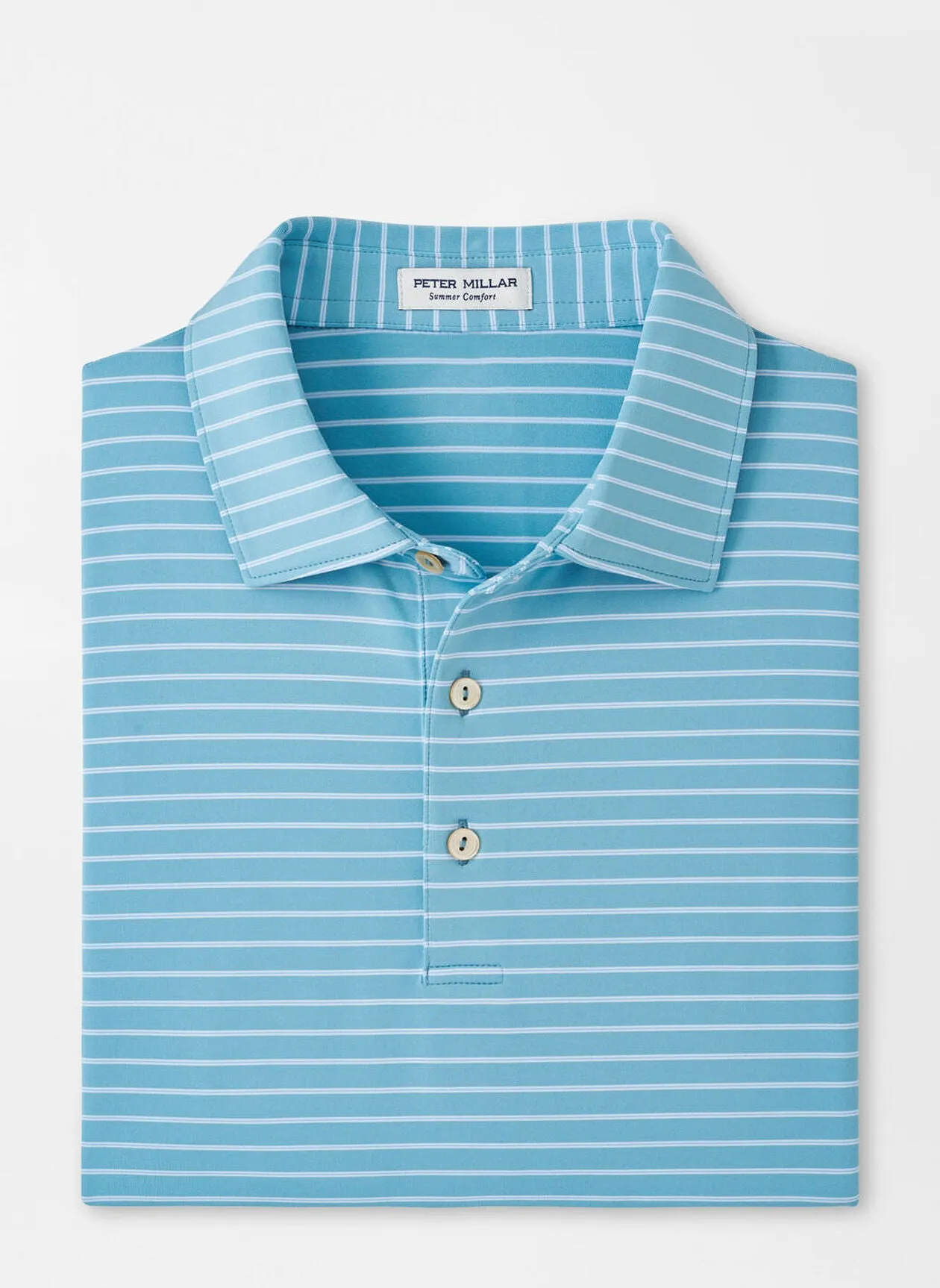 Peter Millar Mens Classic Fit Drum Performance Polo - CYAN