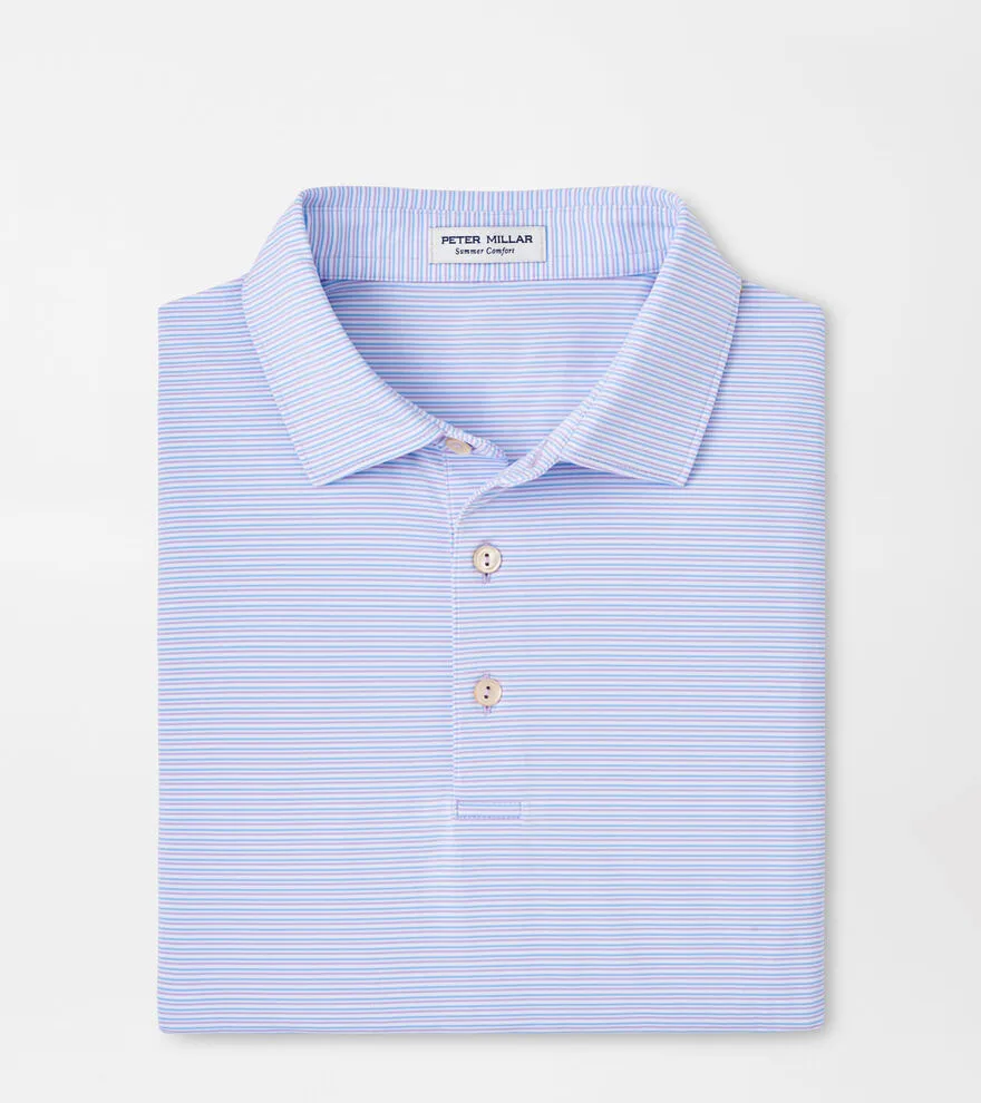 Peter Millar Mens Classic Fit Hanover Performance Jersey Polo - Sean Self Collar - PETAL PURPLE