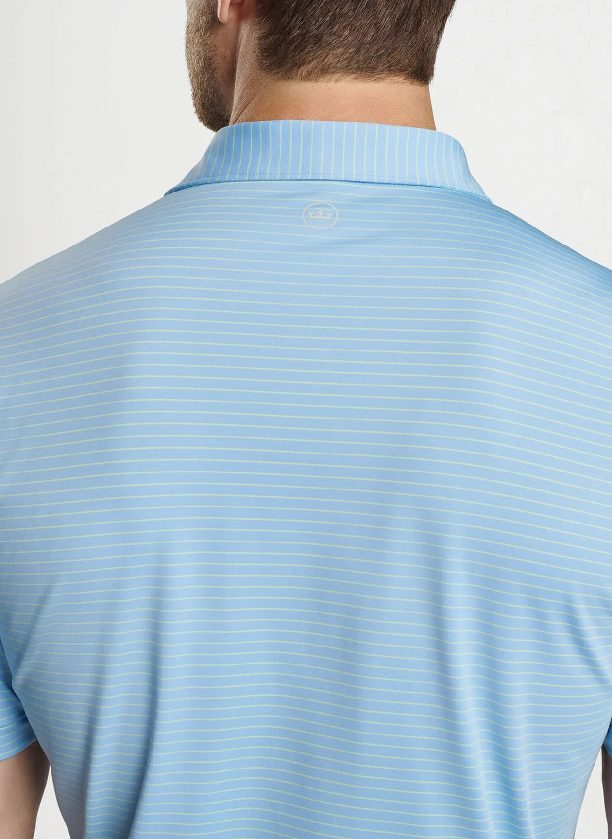 Peter Millar Mens CLassic Fit Hemlock Performance Jersey Polo - Sean Self Collar - COTTAGE BLUE