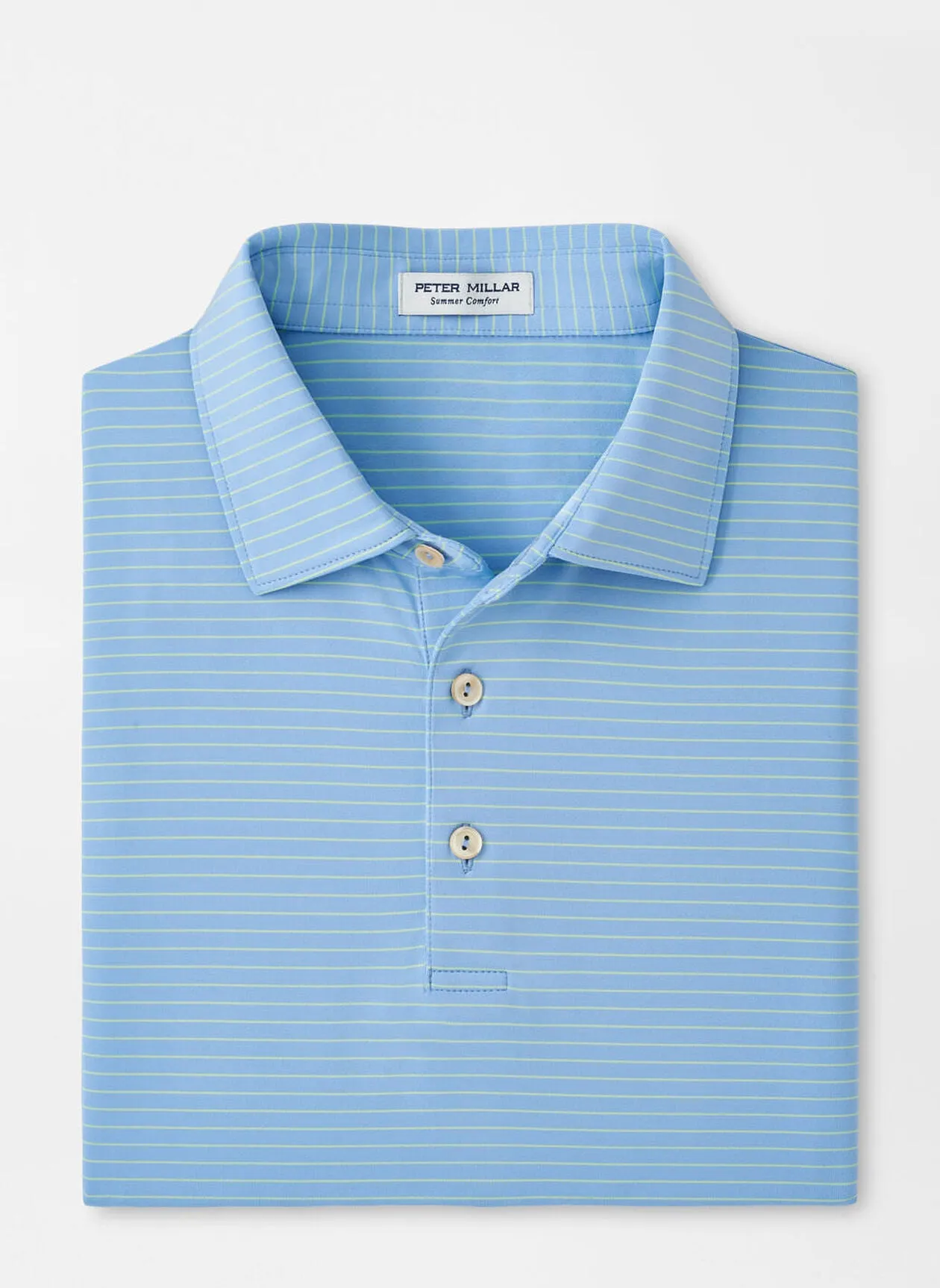 Peter Millar Mens CLassic Fit Hemlock Performance Jersey Polo - Sean Self Collar - COTTAGE BLUE