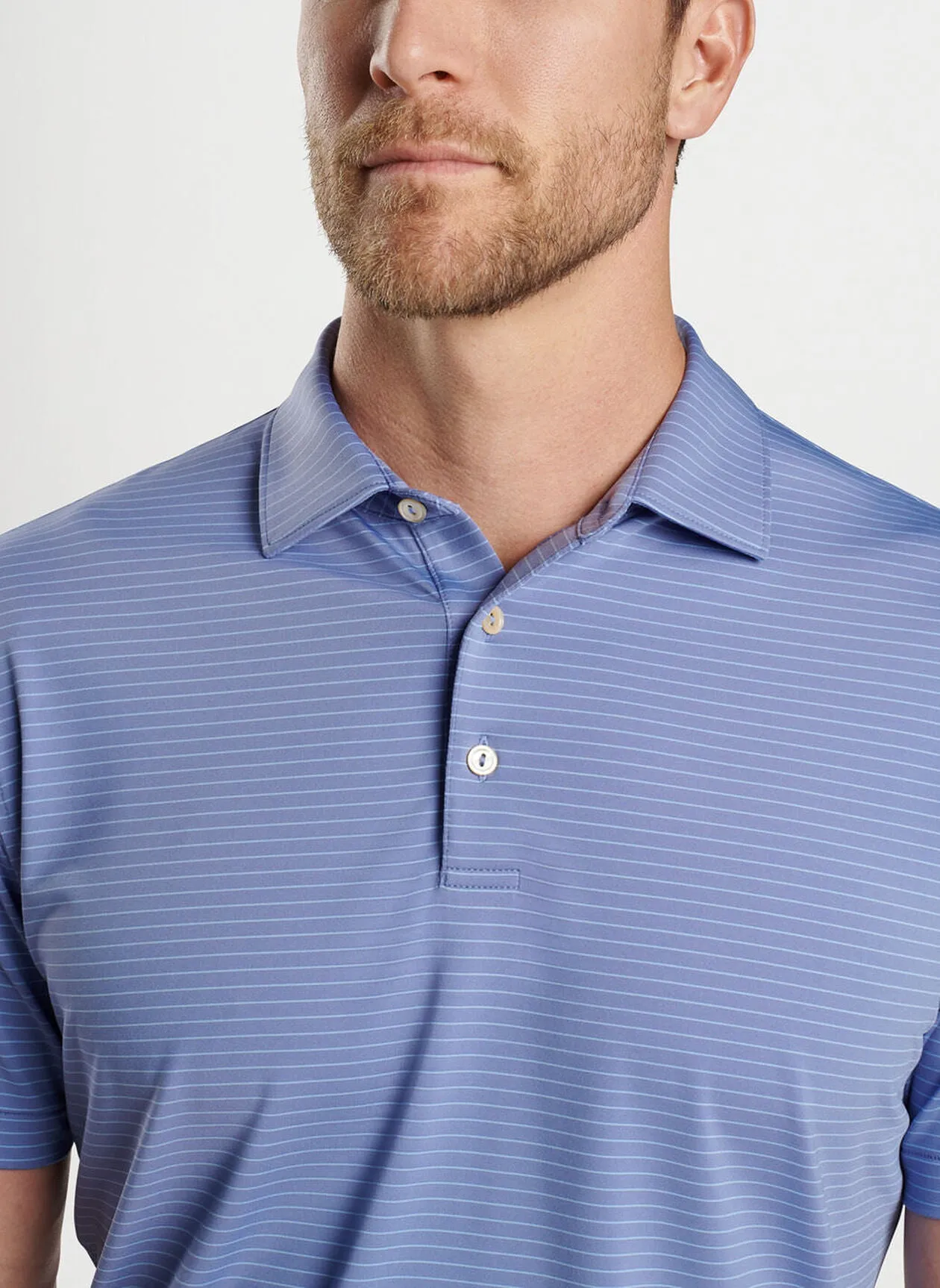 Peter Millar Mens CLassic Fit Hemlock Performance Jersey Polo - Sean Self Collar - VELVET PLUM