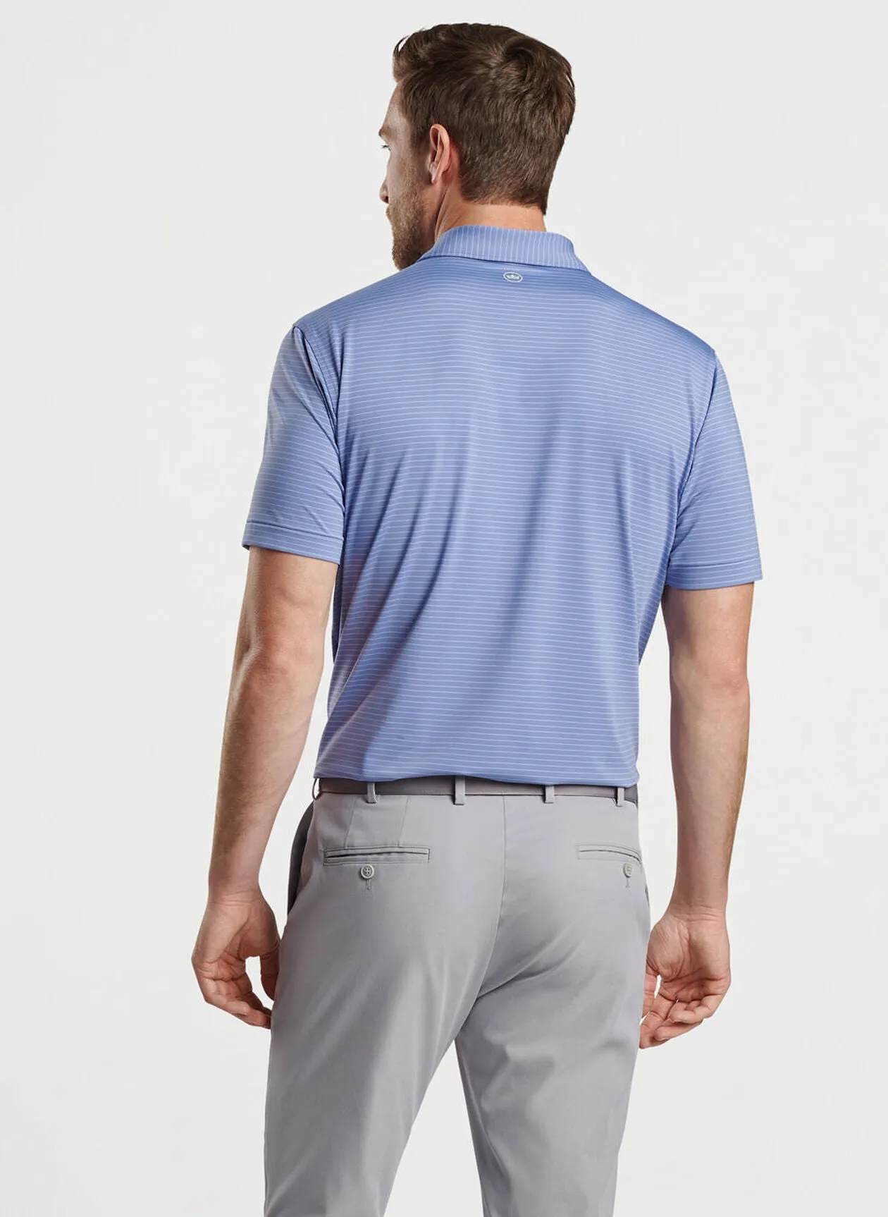 Peter Millar Mens CLassic Fit Hemlock Performance Jersey Polo - Sean Self Collar - VELVET PLUM