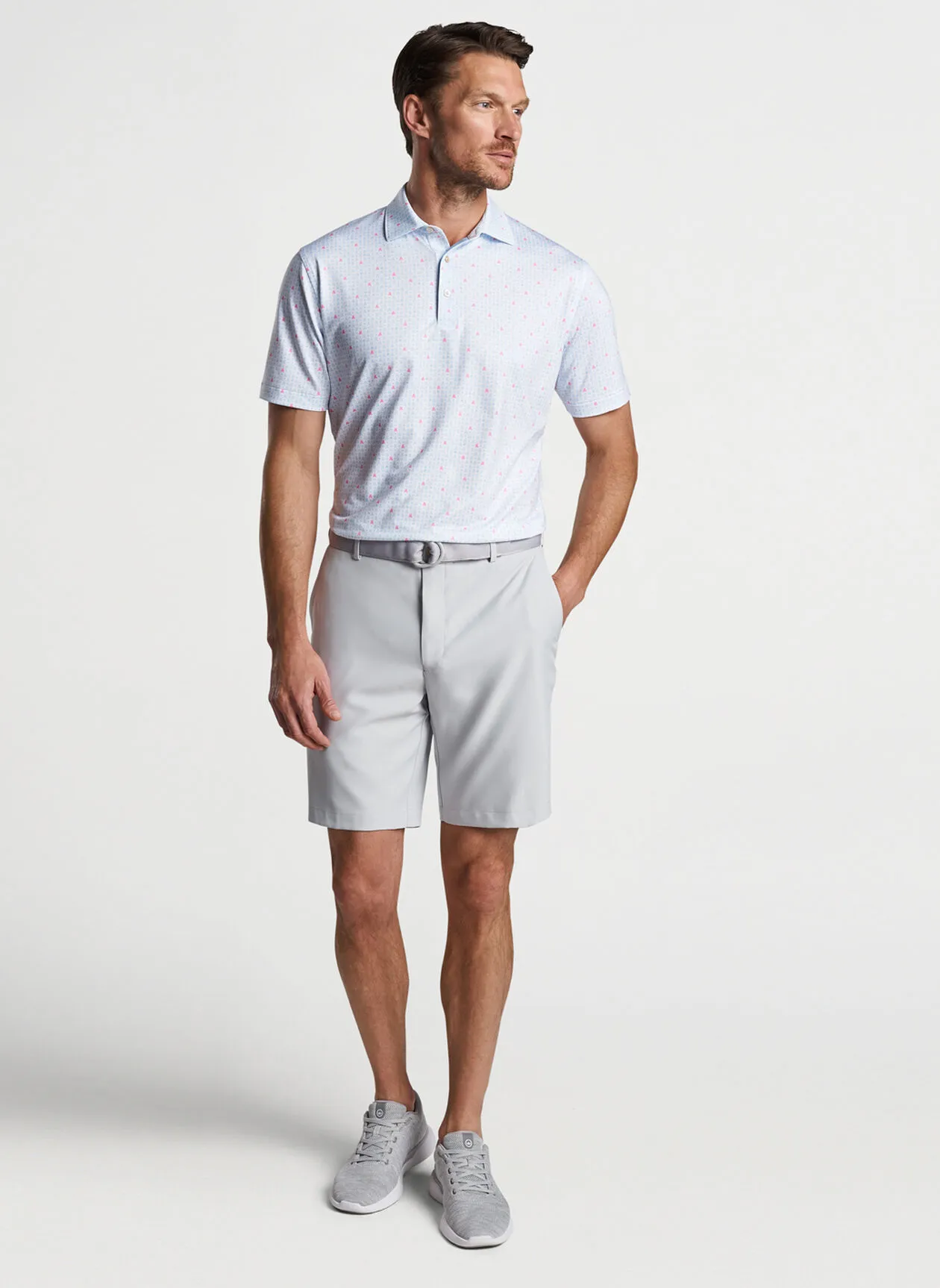Peter Millar Mens Classic Fit 'SKUL IN ONE' Performance Jersey Polo - WHITE MULTI