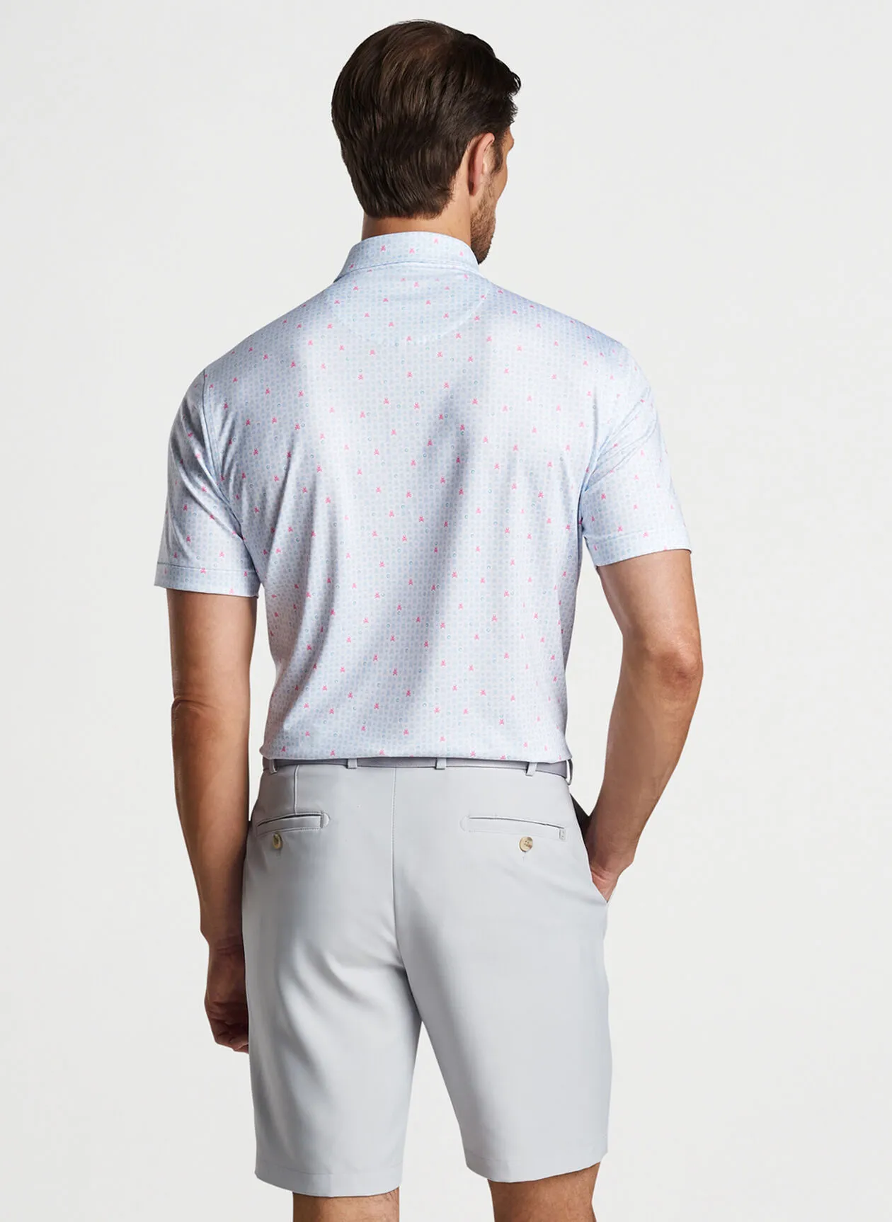 Peter Millar Mens Classic Fit 'SKUL IN ONE' Performance Jersey Polo - WHITE MULTI