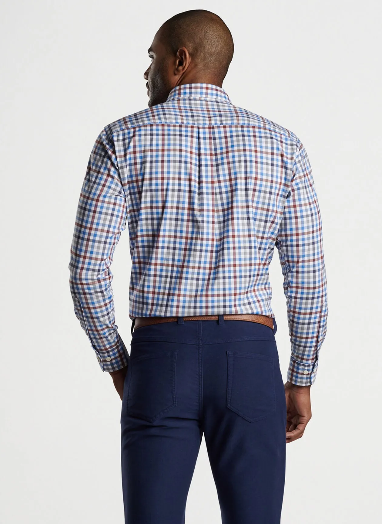 Peter Millar Mens Orin Cotton-Stretch Sport Shirt - WHITE