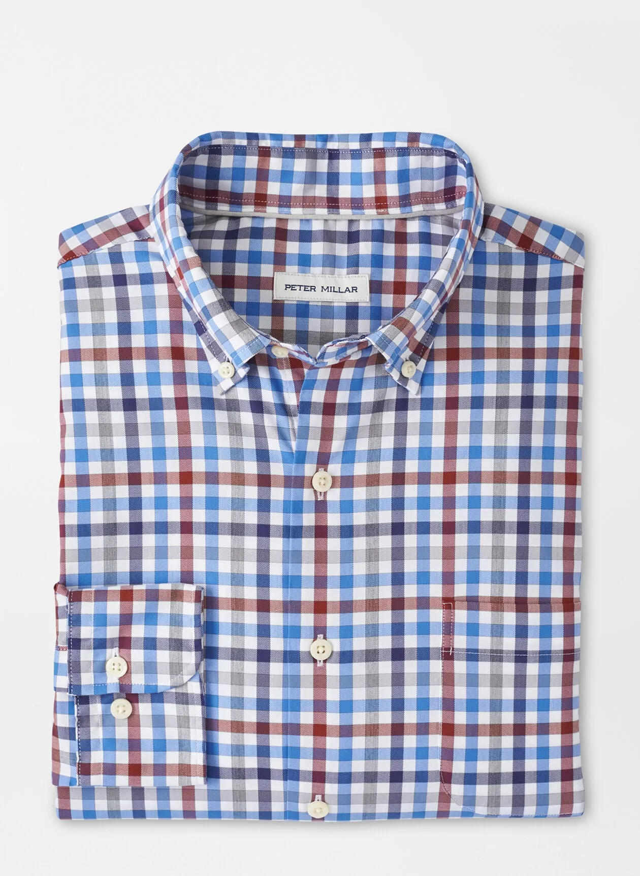 Peter Millar Mens Orin Cotton-Stretch Sport Shirt - WHITE