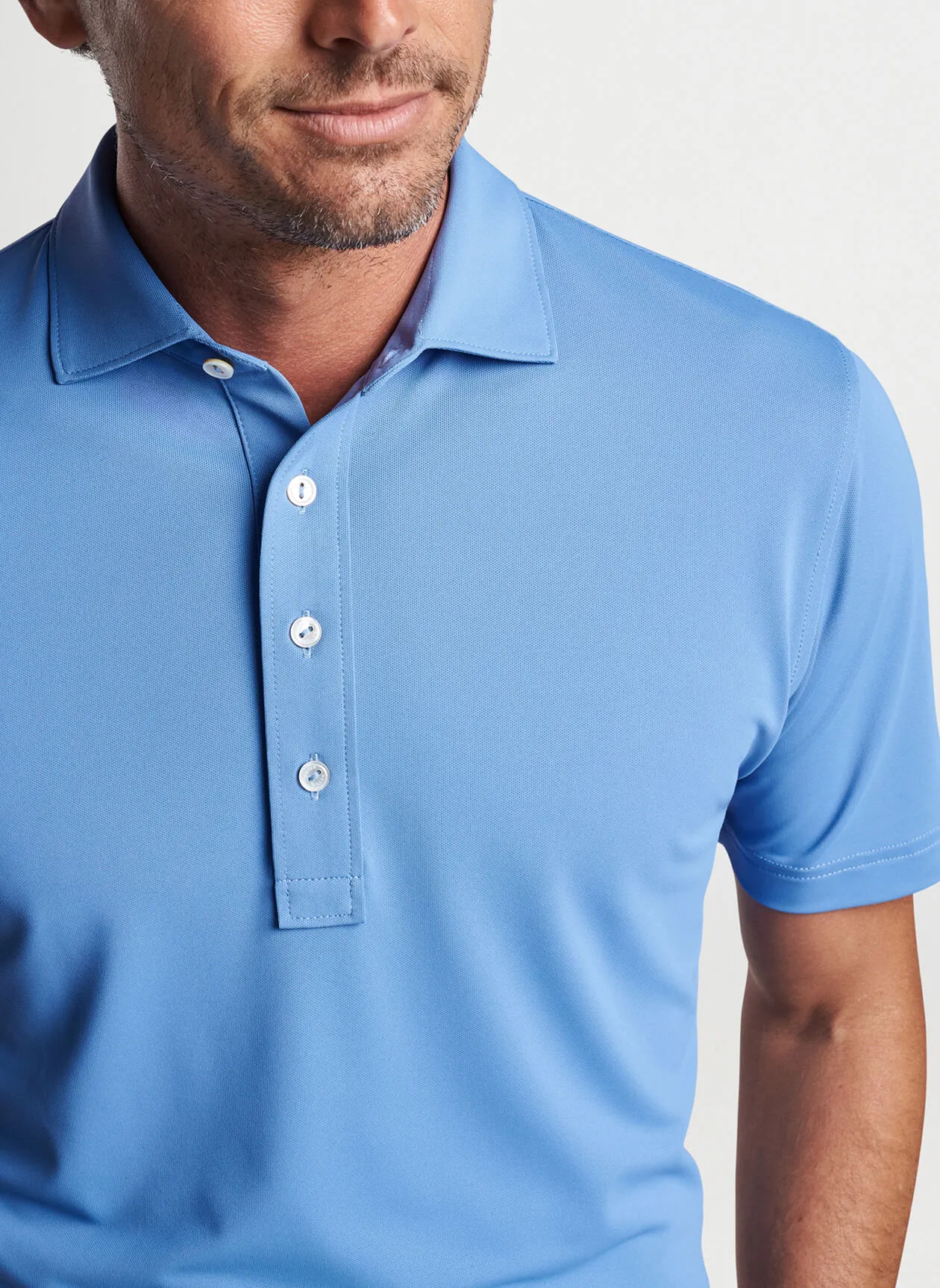 Peter Millar Mens Tailored Fit Soul Performance Mesh Polo - CASCADE