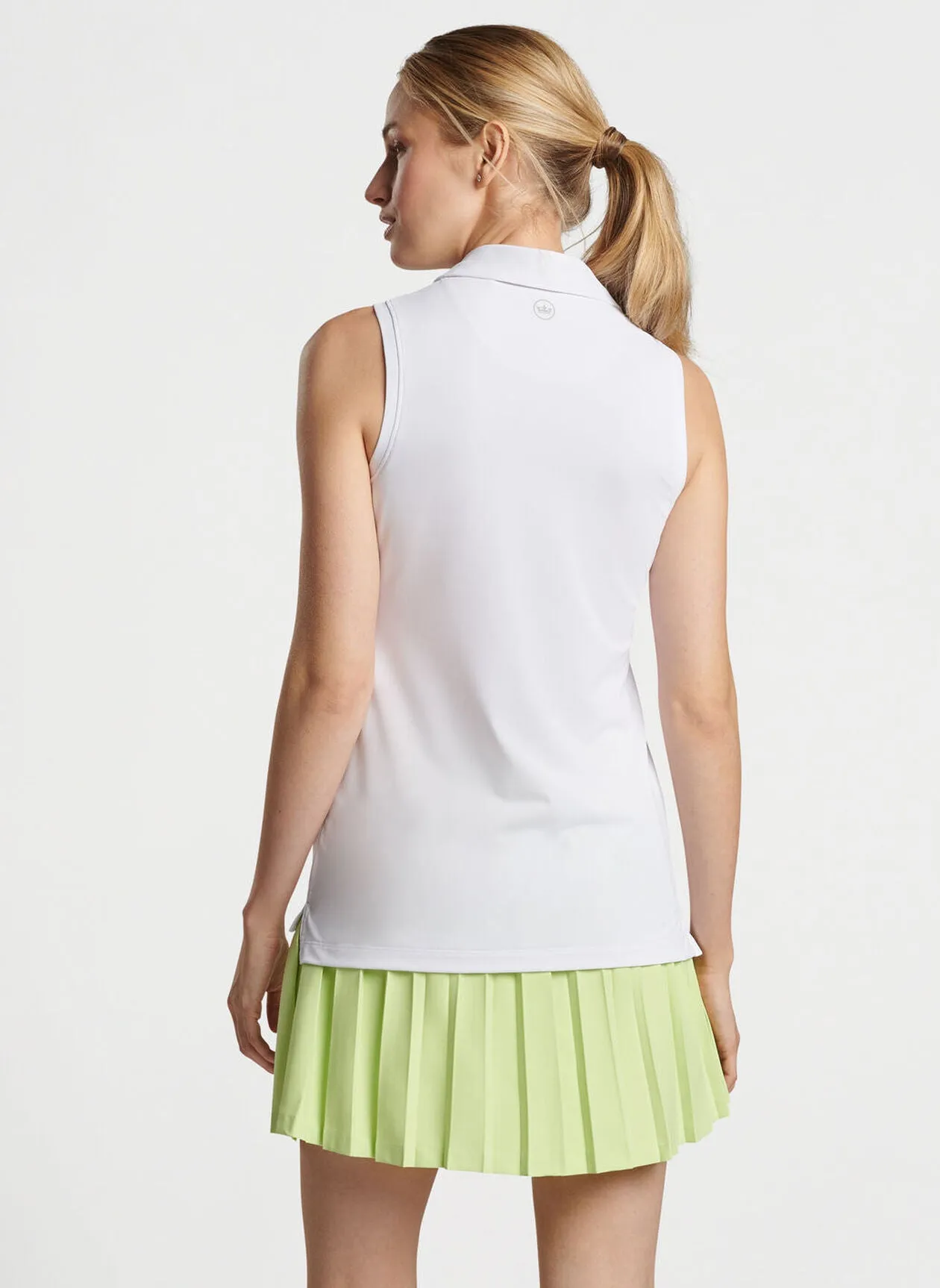 Peter Millar Women's Banded Sport Mesh Sleeveless Button Polo Top - White