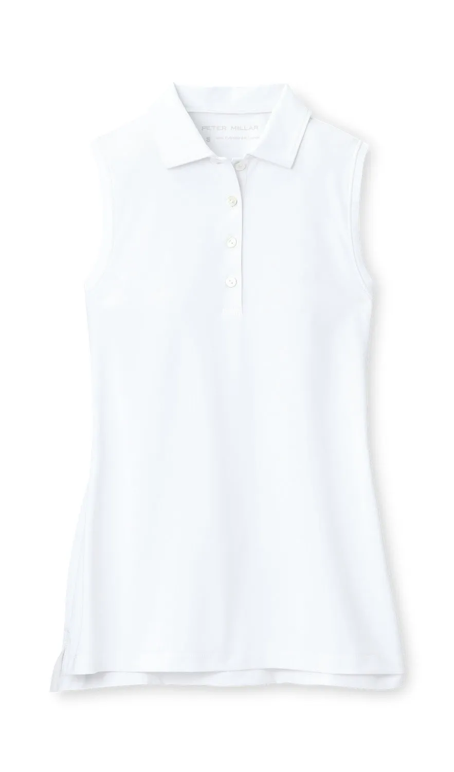 Peter Millar Women's Banded Sport Mesh Sleeveless Button Polo Top - White