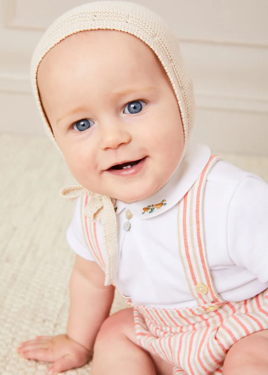 Peter Pan Collar Duck Embroidery Short Sleeve Bodysuit in White (3mths-2yrs)
