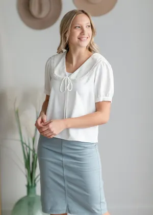 Peter Pan Collar Front Knot Top - FINAL SALE