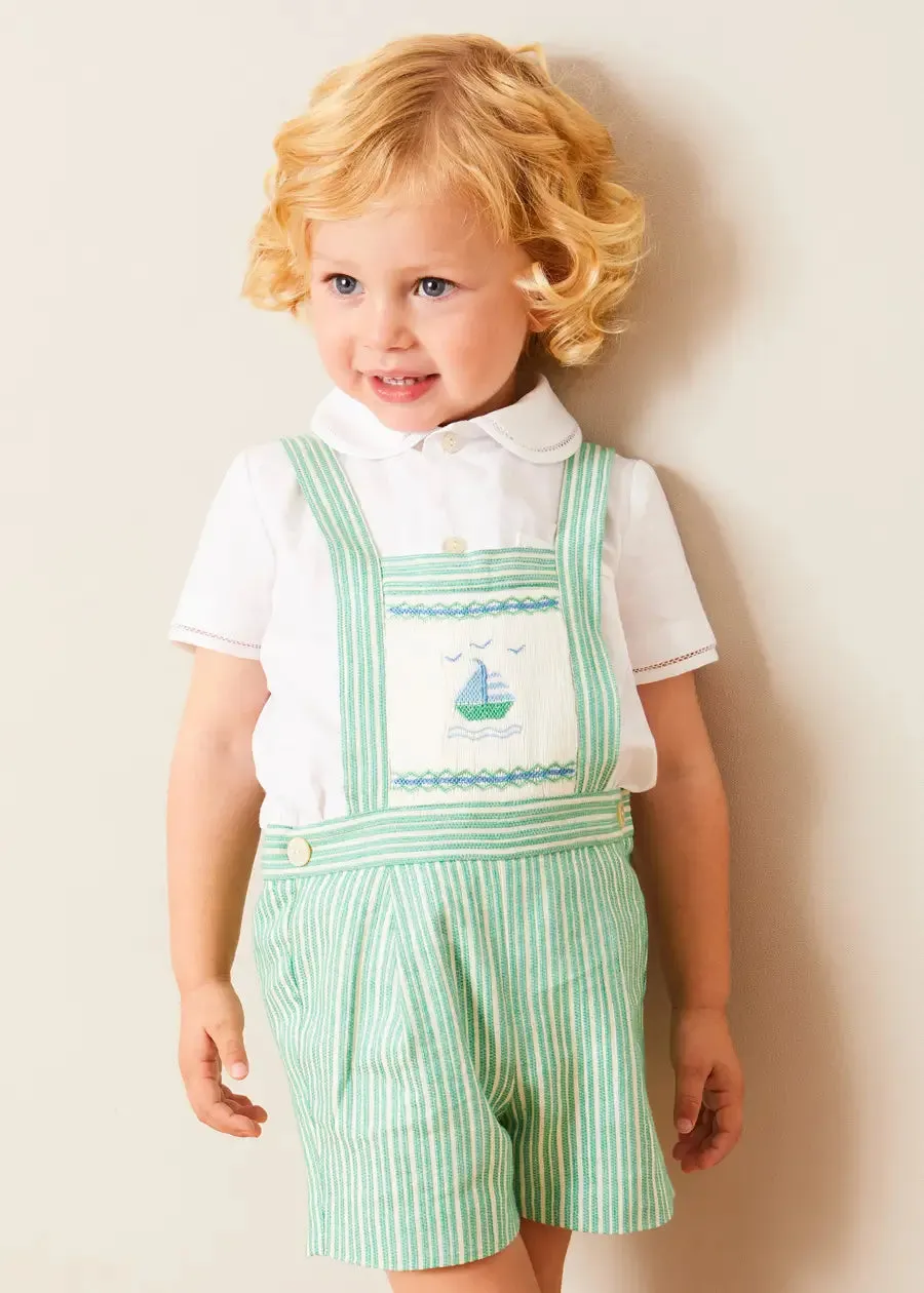 Peter Pan Collar Trim Detail Short Sleeve Shirt in White (12mths-5yrs)