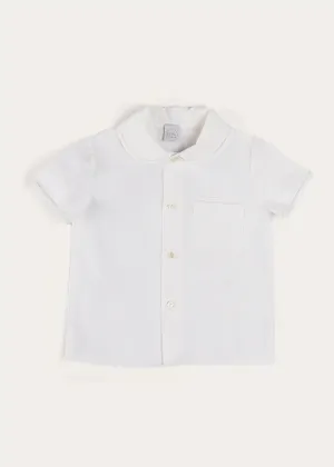 Peter Pan Collar Trim Detail Short Sleeve Shirt in White (12mths-5yrs)