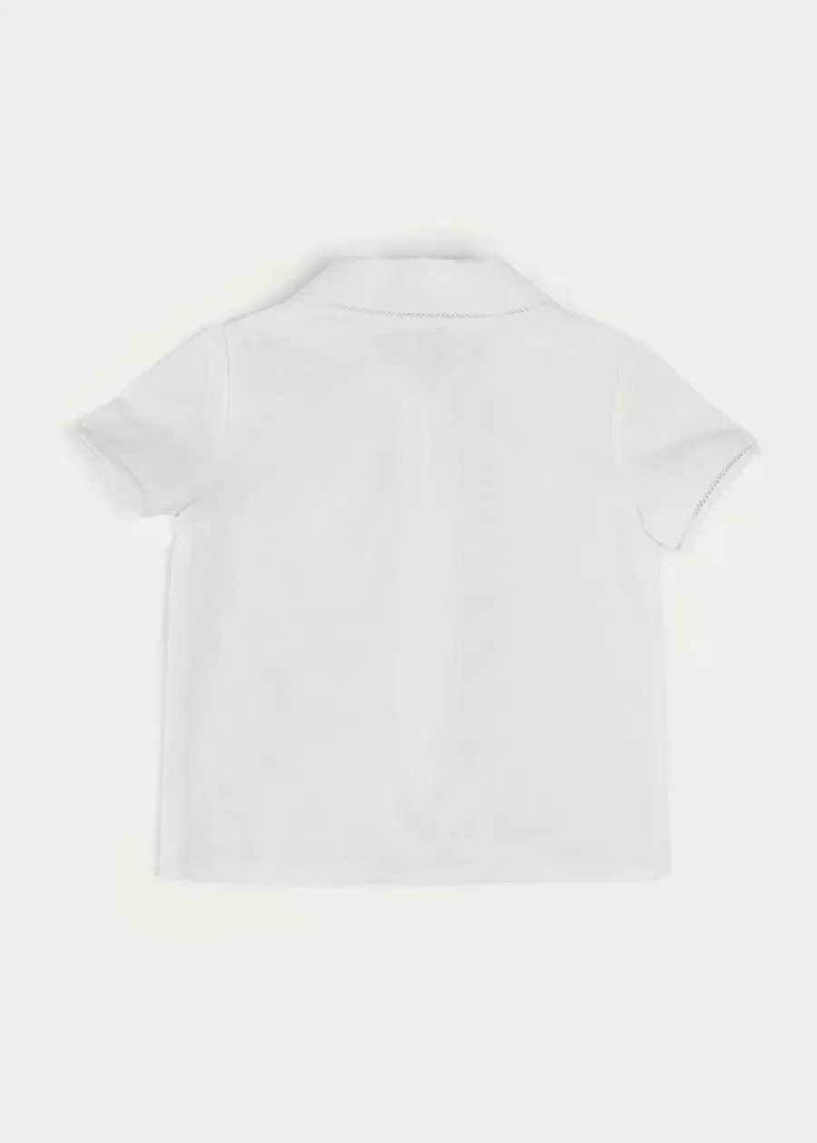 Peter Pan Collar Trim Detail Short Sleeve Shirt in White (12mths-5yrs)