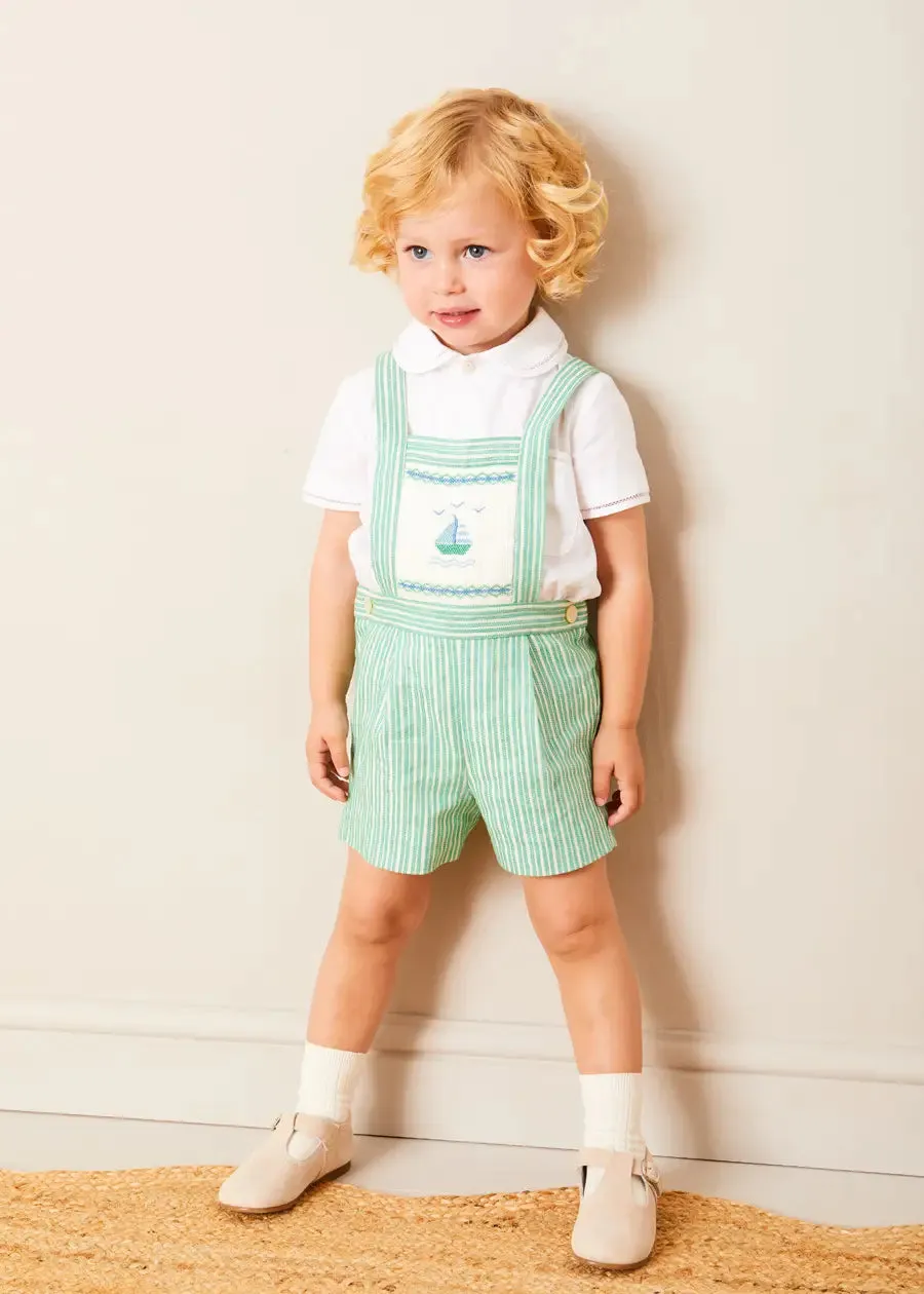 Peter Pan Collar Trim Detail Short Sleeve Shirt in White (12mths-5yrs)