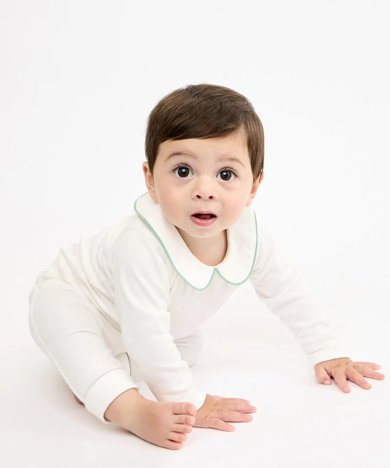 Peter Pan One-piece, Seafoam Piping
