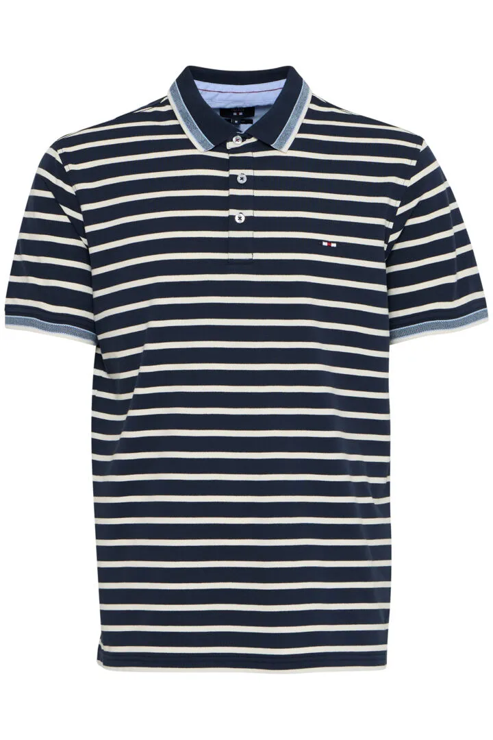 Peter Stripe Polo | Navy Salute