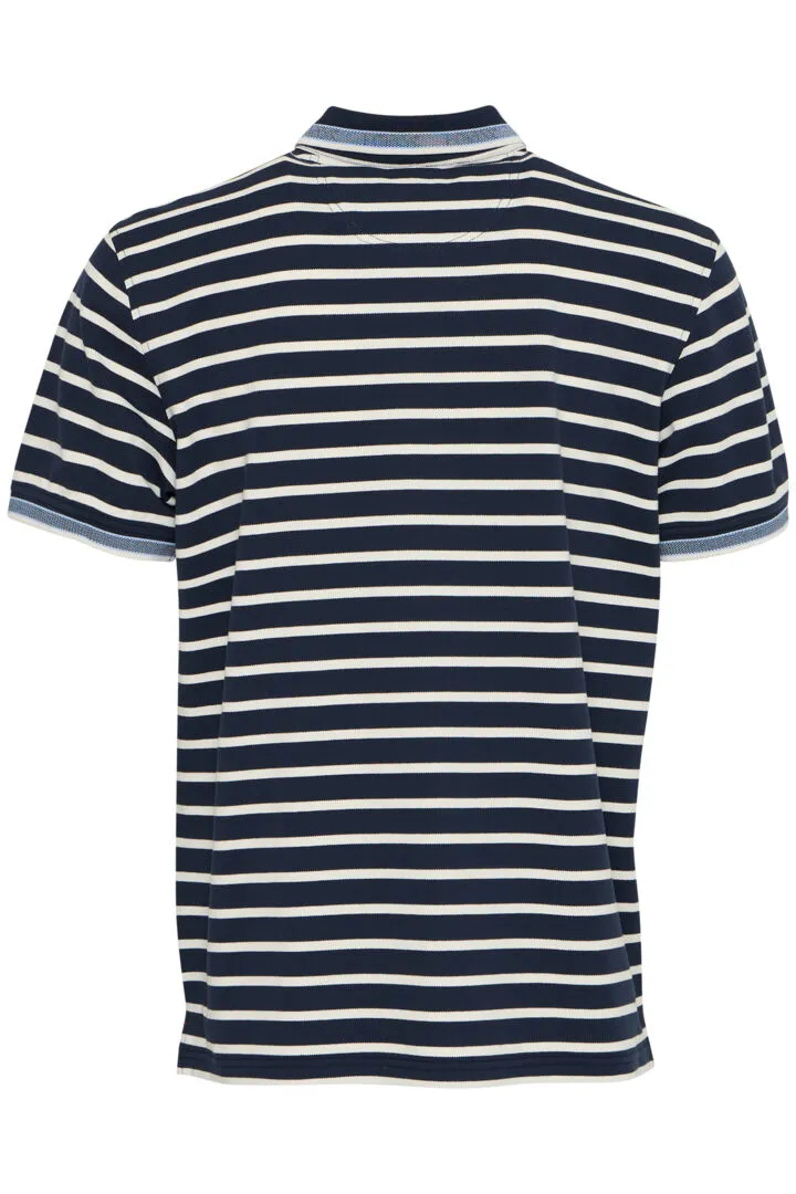 Peter Stripe Polo | Navy Salute