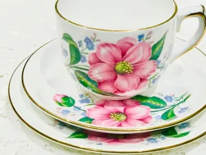 Pink Floral Vintage Teacup & Saucer Set by Sutherland China
