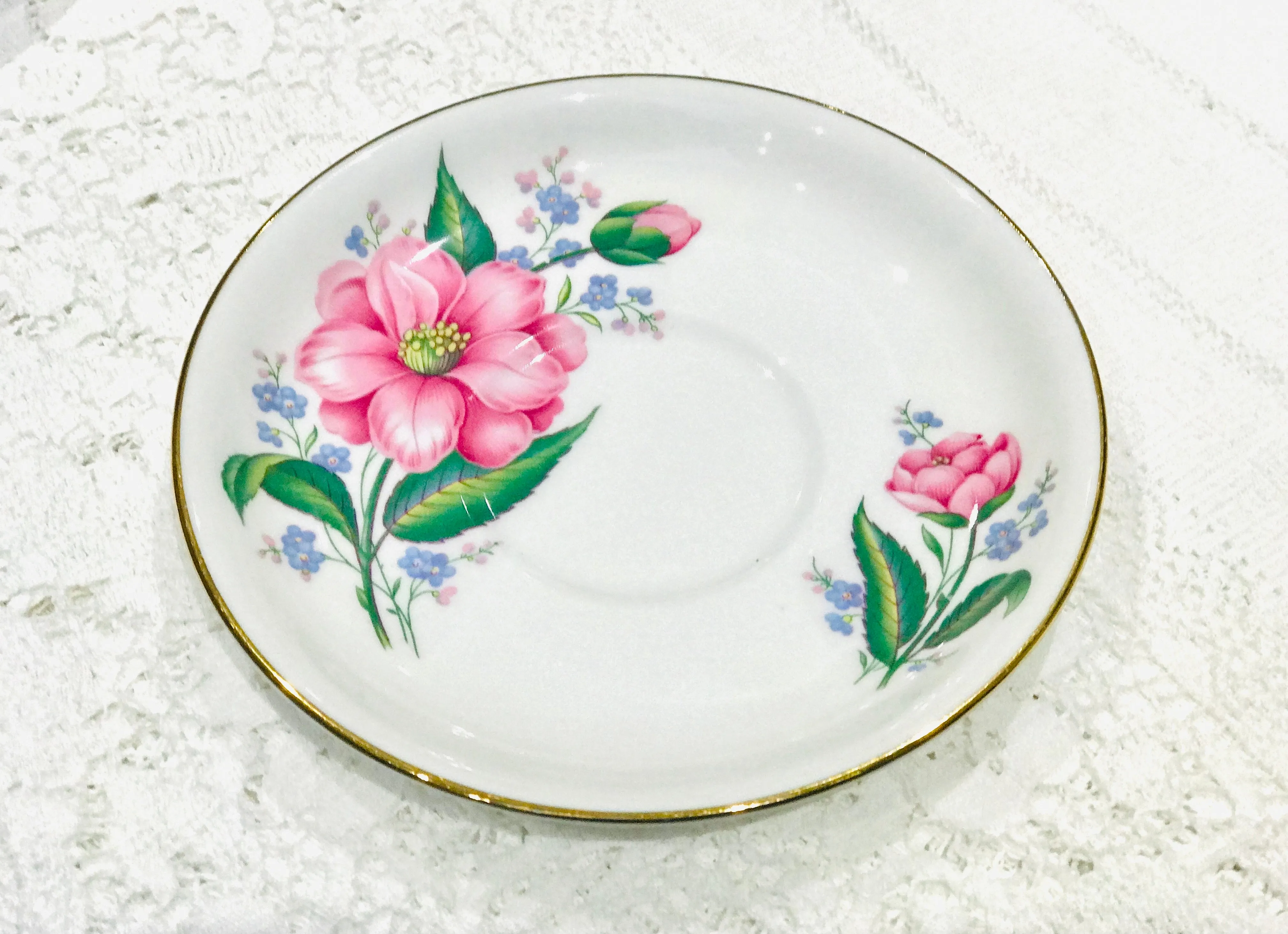 Pink Floral Vintage Teacup & Saucer Set by Sutherland China