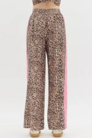 Pink Leopard Wide Leg Pants