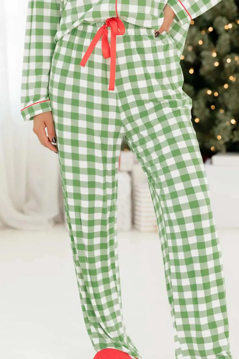 Piper Contrast Piping Plaid Top and Pants Lounge Set
