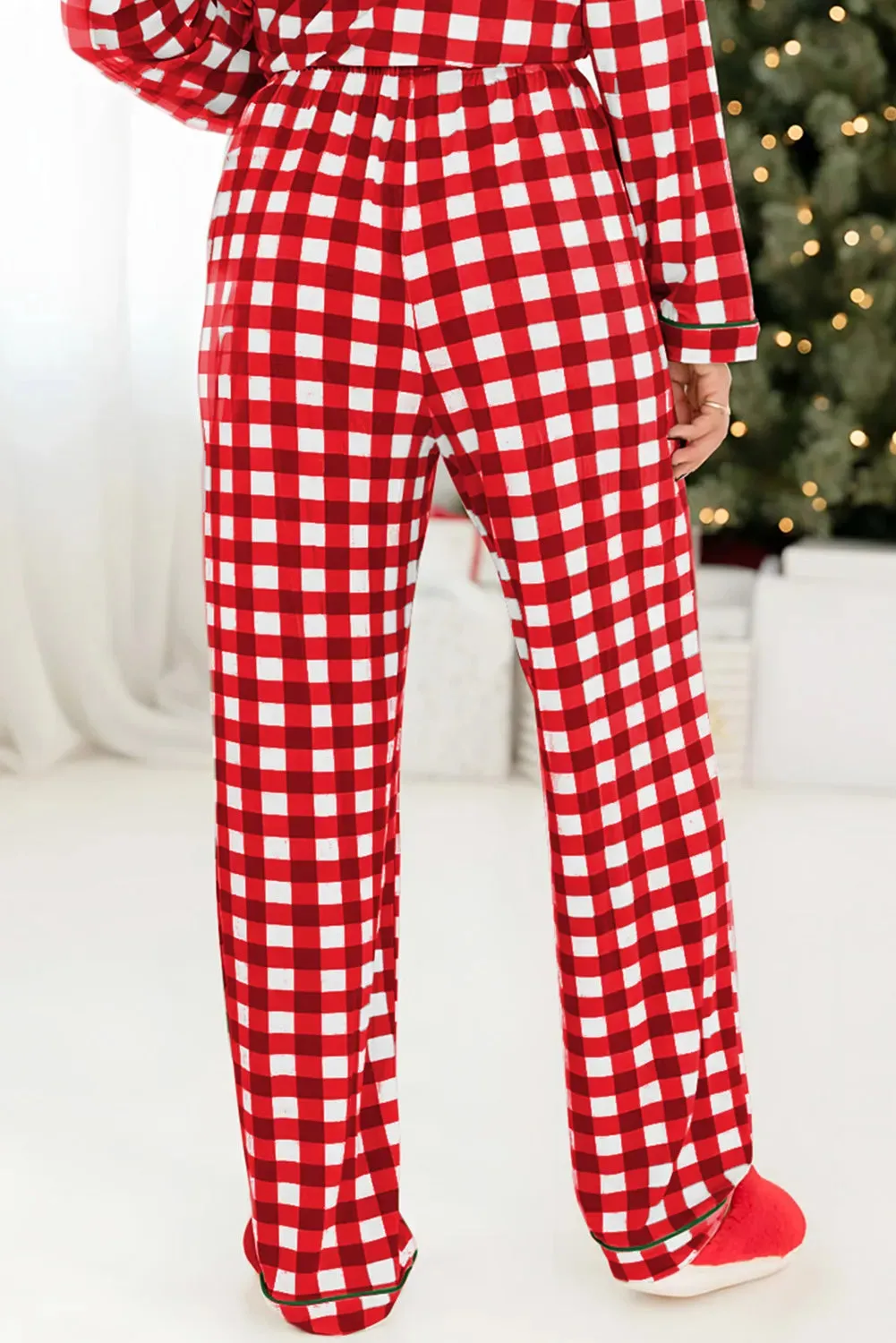 Piper Contrast Piping Plaid Top and Pants Lounge Set