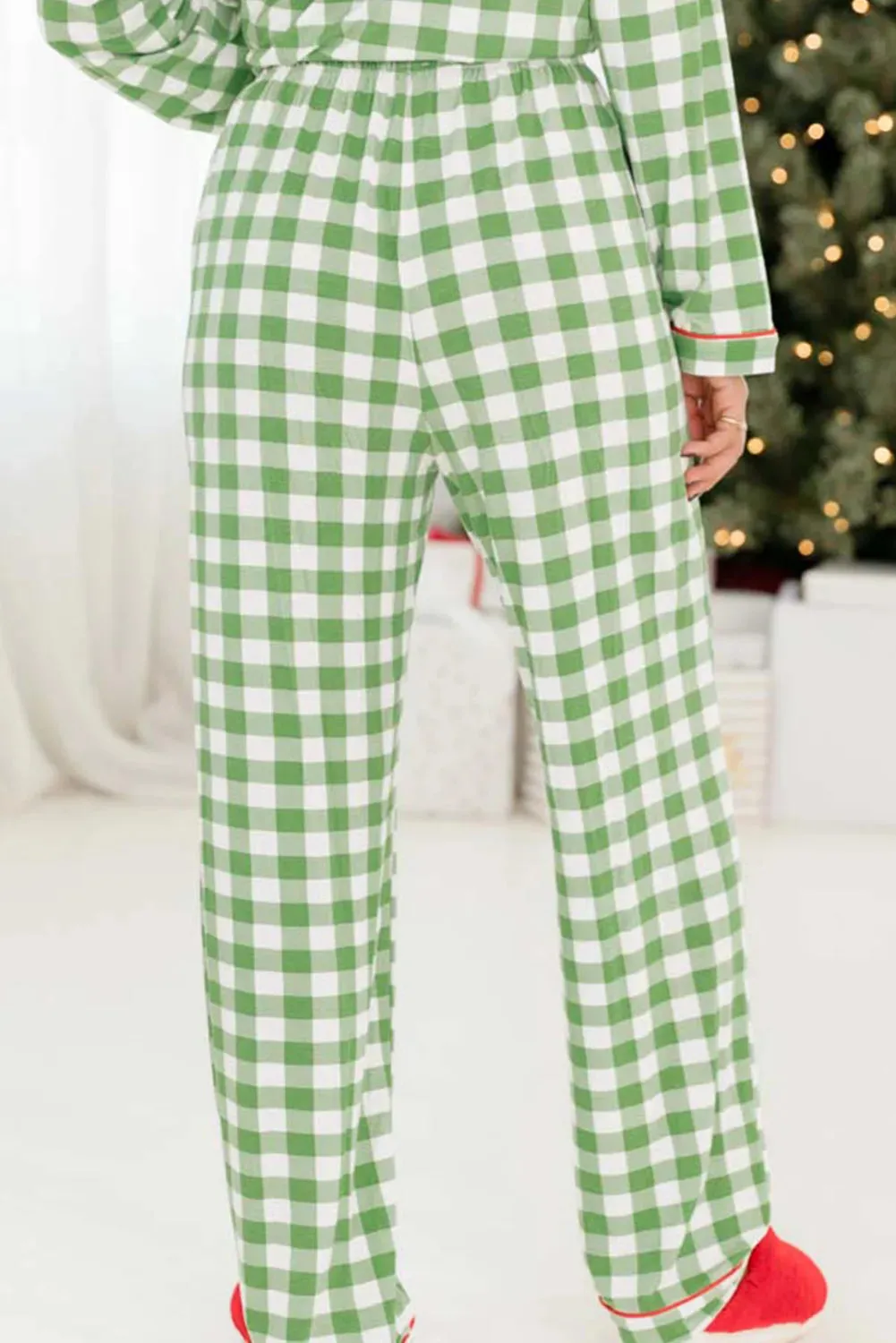 Piper Contrast Piping Plaid Top and Pants Lounge Set