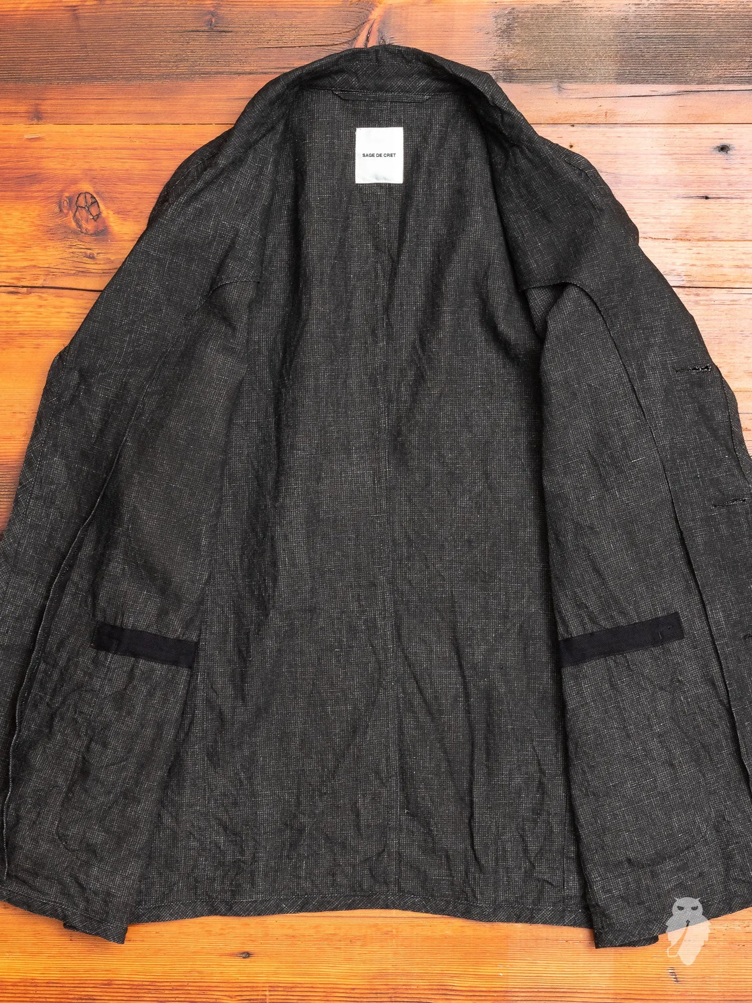 Piping Jacket in Black Linen