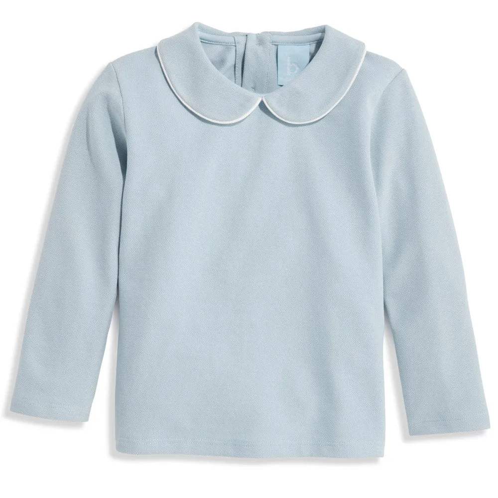 Pique Peter Pan Tee -- Moody Blue w/ Ivory