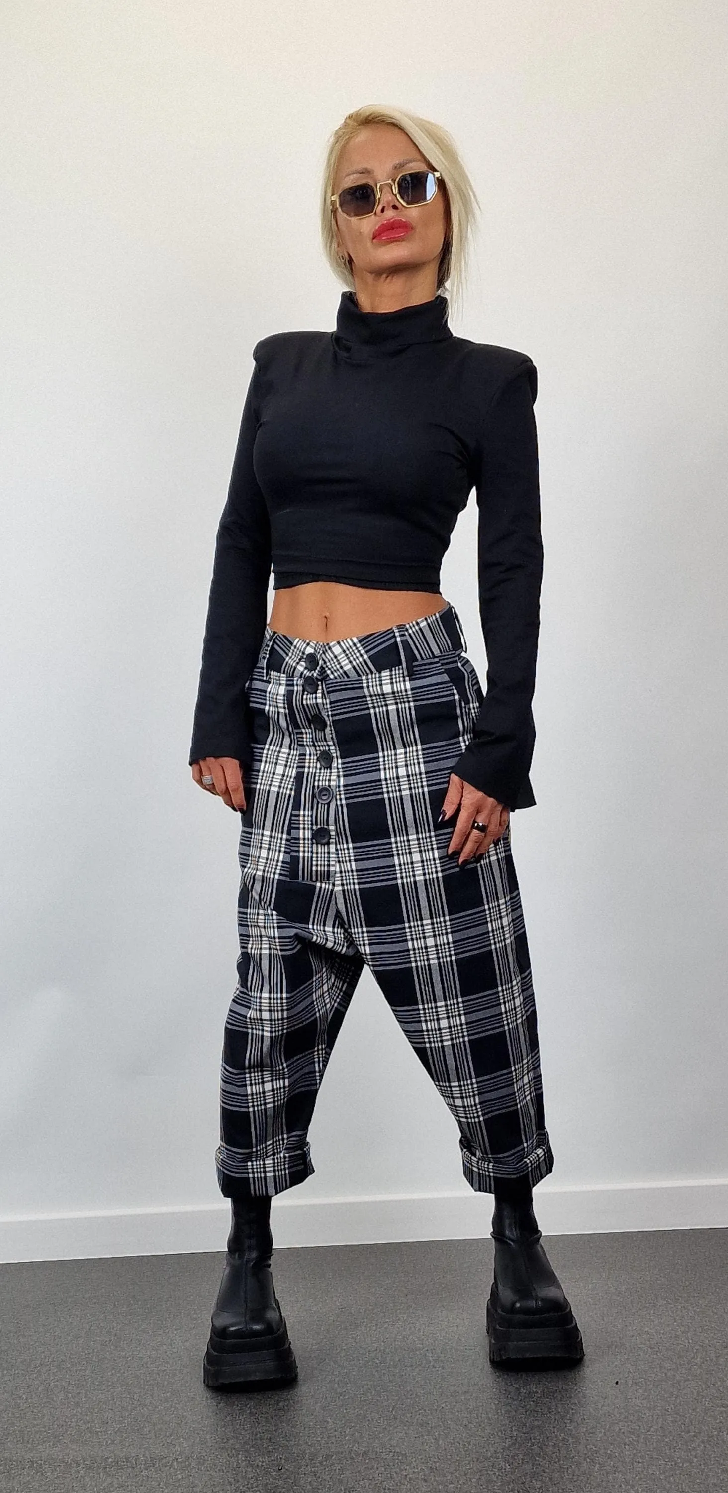 Plaid Pants, Baggy Pants, Harem Pants, Drop Crotch Pants, Gipsy Pants, Avant-garde Pants, Maxi Pants, Extravagant Pants