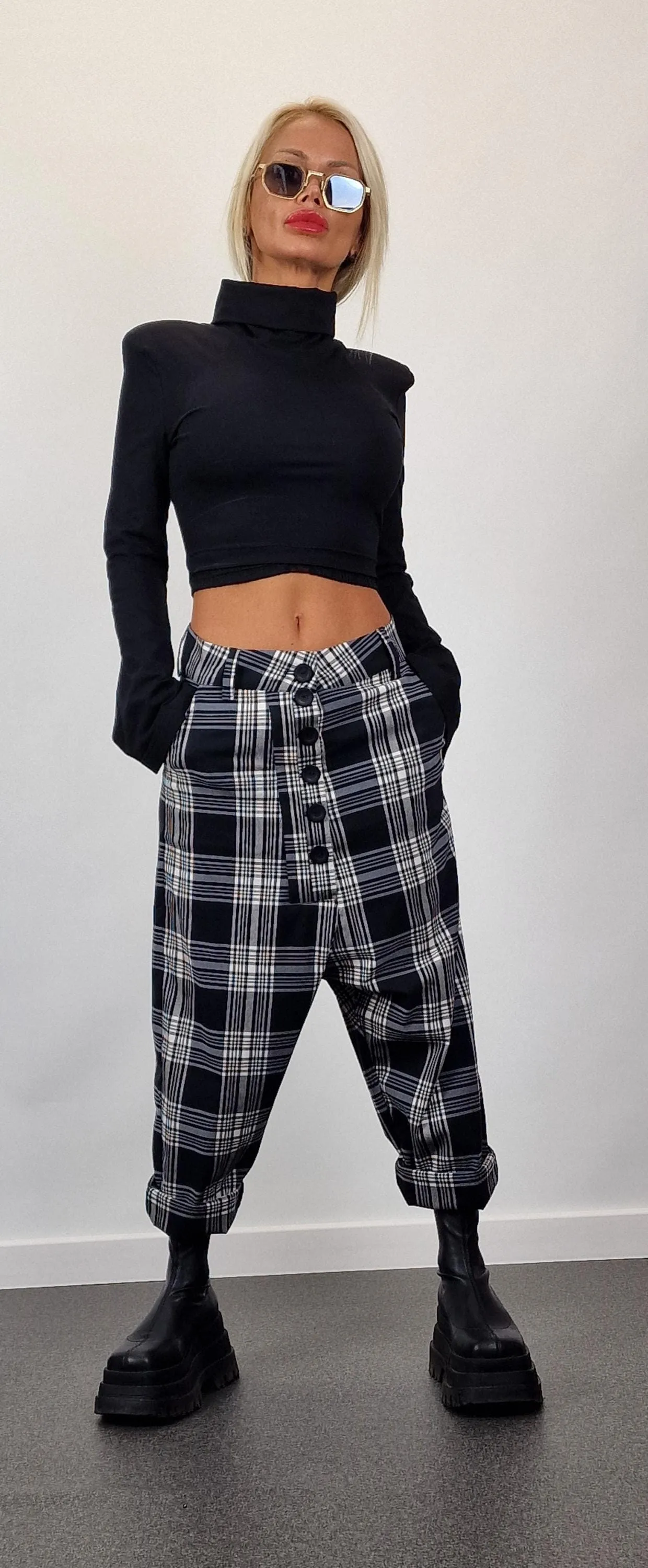 Plaid Pants, Baggy Pants, Harem Pants, Drop Crotch Pants, Gipsy Pants, Avant-garde Pants, Maxi Pants, Extravagant Pants